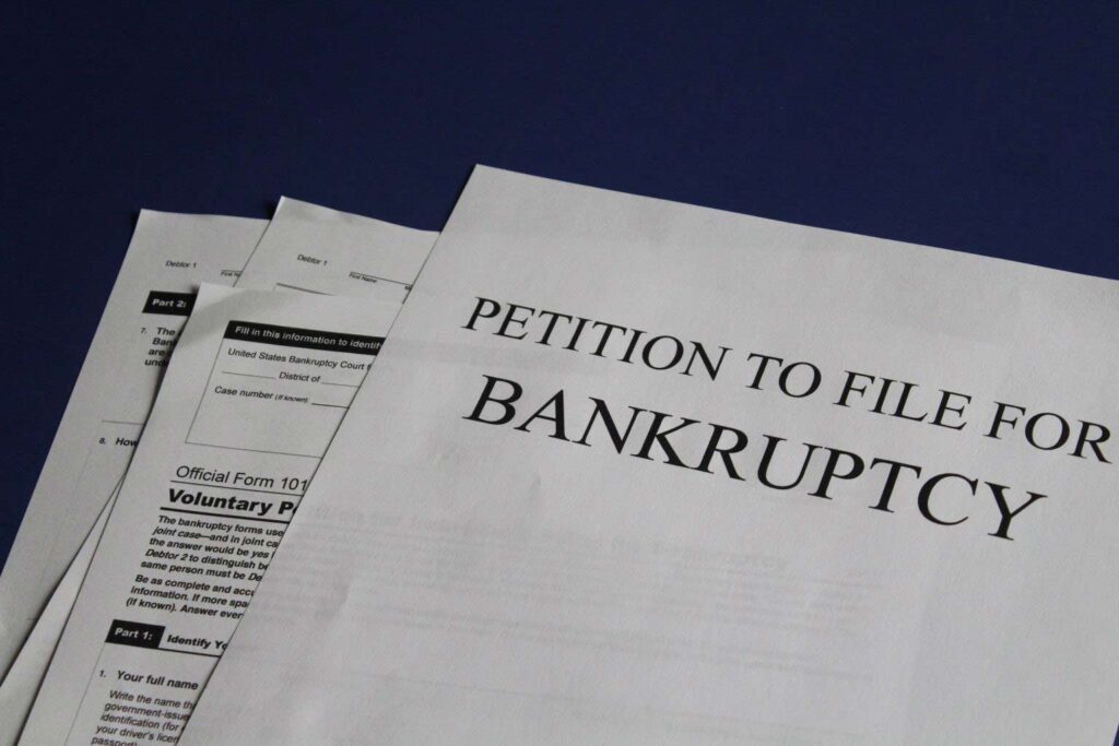 Document entitled petition to file for bankruptcy